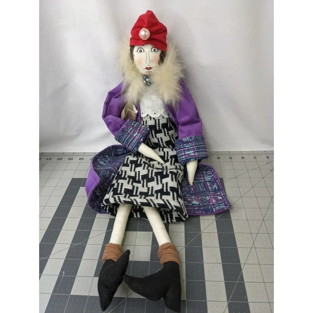 Maude Finkle Doll Eccentric Lady Red‎ Purple 24 Inch Stuffed